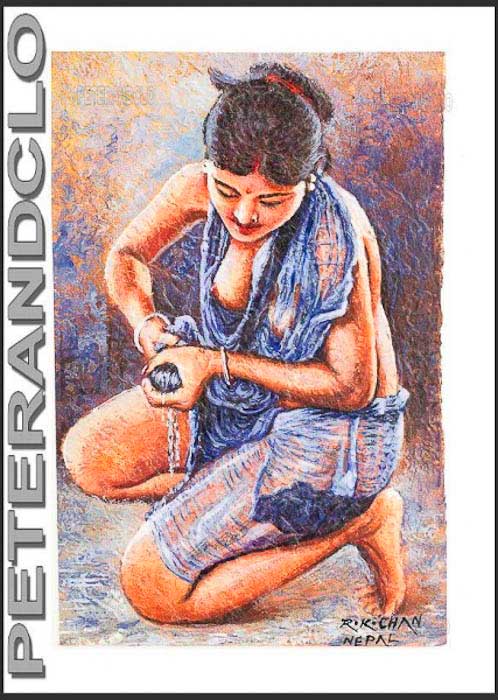 Peinture Érotique Femme Nue – Œuvre Unique Népalaise Signée