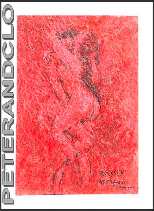 Peinture Érotique Femmes Nues Allongées Népalaise – Œuvre Unique Signée R.K Chan
