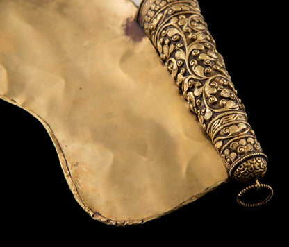 Grande Conque Bouddhiste Tibétaine Shanka – Coquillage Orné en Métal du Népal