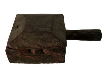 Grande Boîte À Tikka Ancienne En Bois Sculpté – Artisanat Populaire Indien