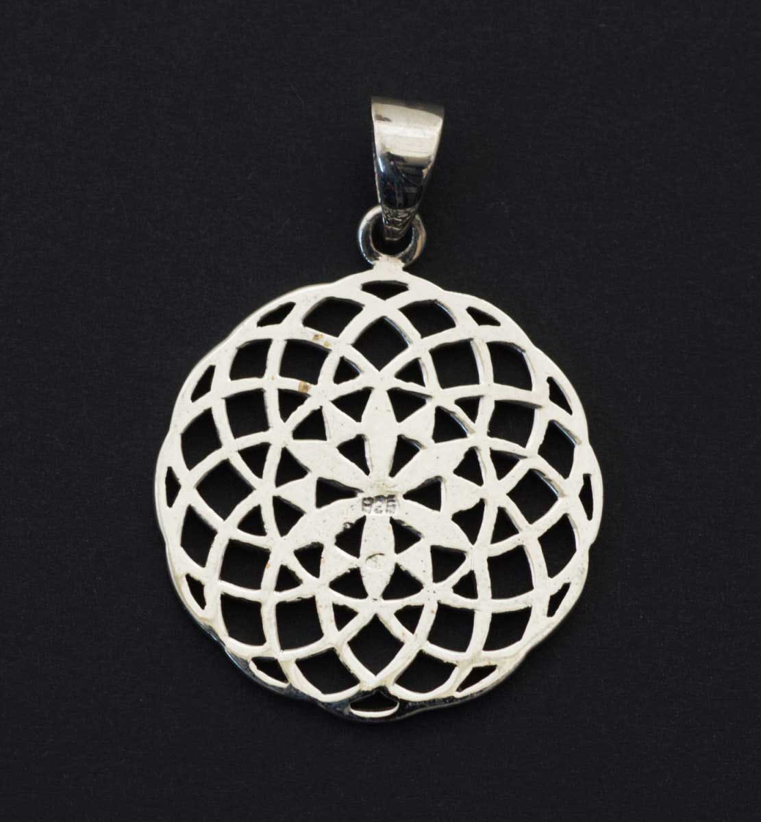 Pendentif mandala Sri Yantra / Fleur de Vie en argent massif 925 – Géométrie sacrée protectrice
