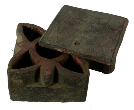 Boîte À Tikka En Bois Sculpté – Artisanat Traditionnel De L'Inde Et Du Népal
