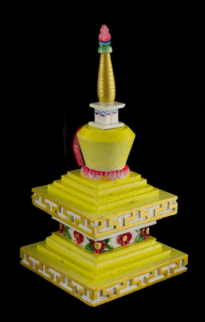 Stupa Chaitya Tibétain Chörten En Bois 24.5 cm – Artisanat Bouddhiste Du Népal