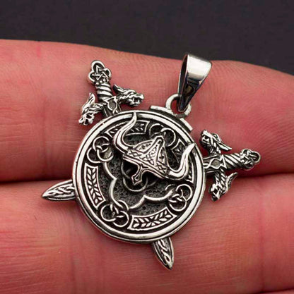Pendentif Viking Bouclier Berserker en Argent 925