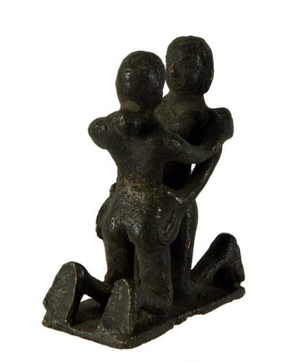 Figurine Érotique En Laiton – Couple Artisanal Du Népal