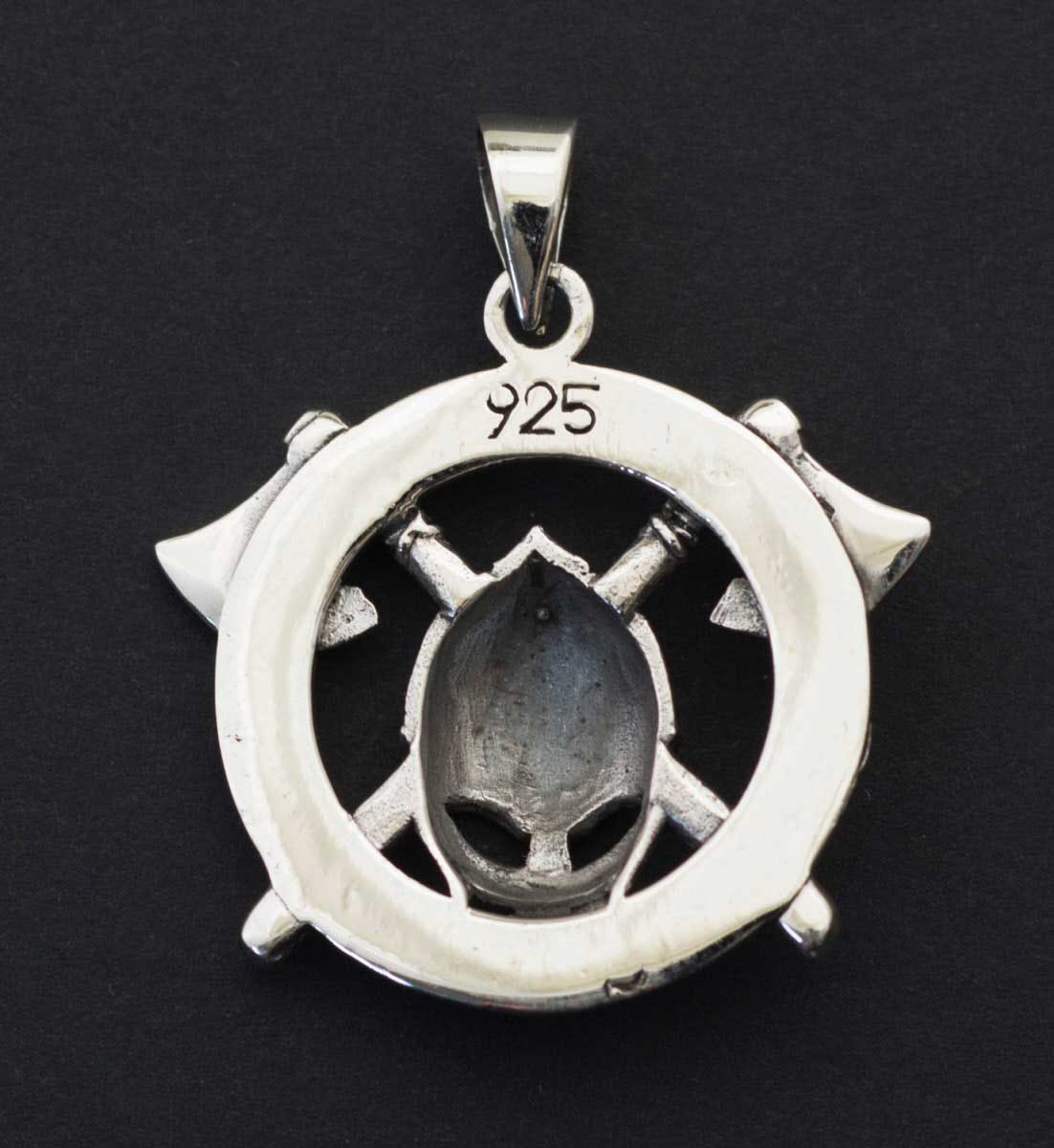 Pendentif Viking Casque et Haches Croisées Berserker en Argent 925