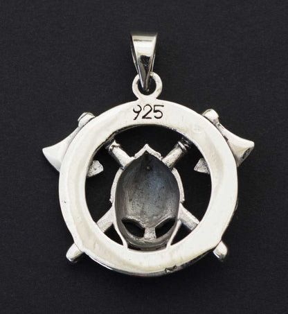 Pendentif Viking Casque et Haches Croisées Berserker en Argent 925