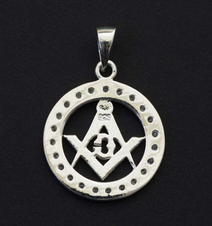 Pendentif Compas et Équerre G en Argent 925 – Symbole Maçonnique avec Oxydes de Zirconium