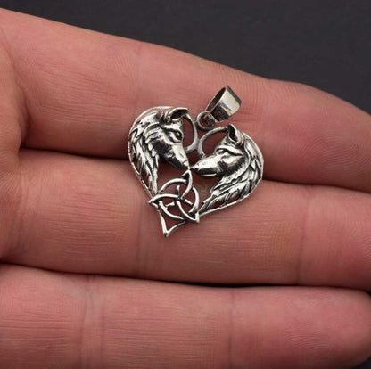 Pendentif Couple de Loups de Fenrir en Argent Massif 925 - Viking