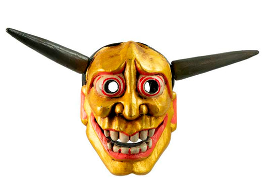 Masque Oni Hannya Doré Japonais Nô – Démon Du Théâtre Traditionnel En Bois