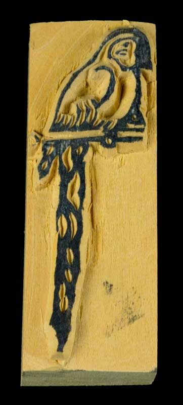 Tampon Encreur En Bois Sculpté – Motif Perroquet