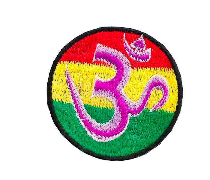 Écusson Brodé Patch Bouddhiste Aum Om Rasta – Fabrication Artisanale du Népal