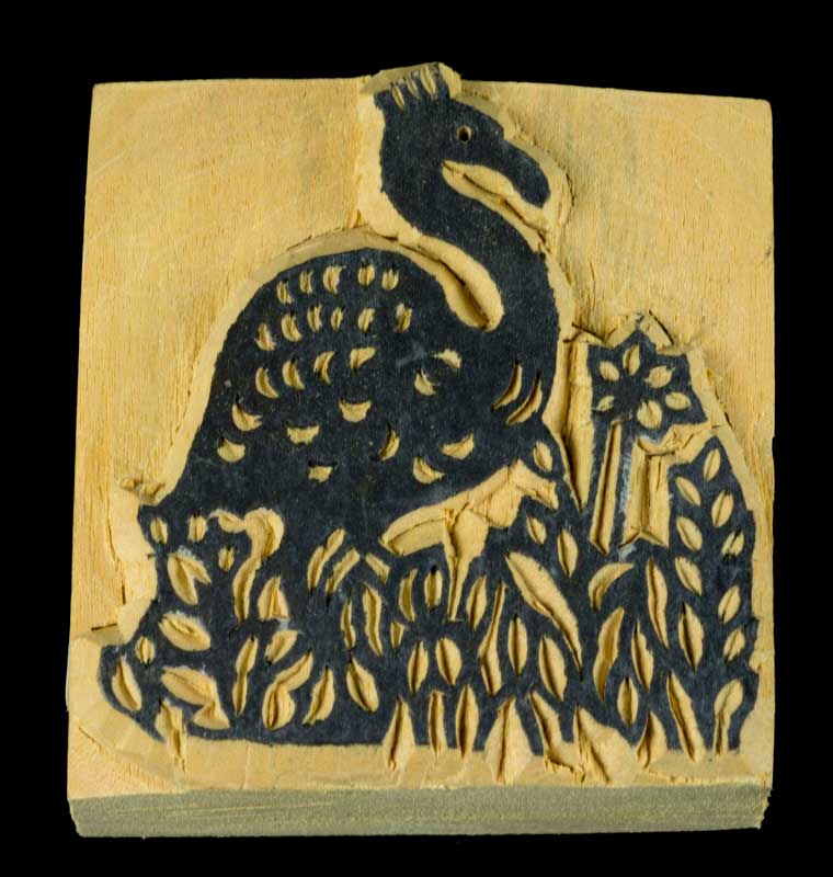 Tampon Encreur En Bois Sculpté – Motif Oiseau Sauvage De Brousse
