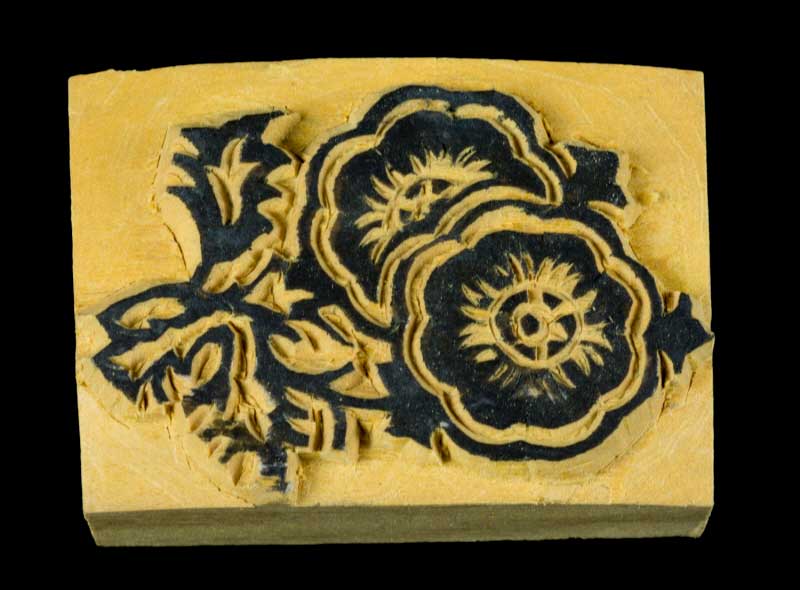 Tampon Encreur En Bois Sculpté Fleur Sacrée Ashoka Symbole Bouddhiste Tibétain
