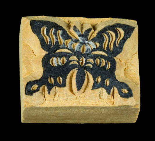 Mini Tampon Encreur Papillon – Bloc D’Impression En Bois Sculpté Népal