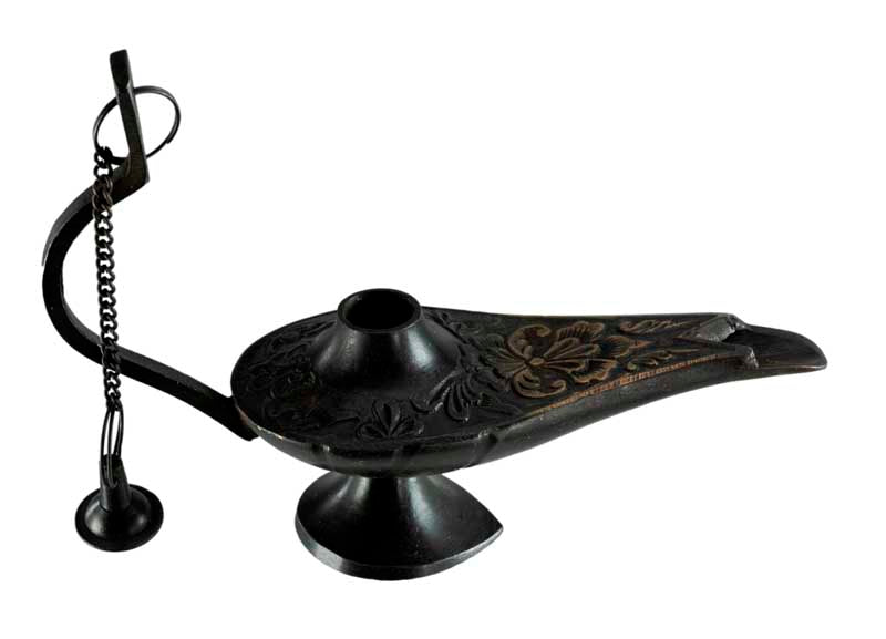 Lampe d’Aladin en Laiton 13 cm – Patine Brune – Artisanat Indien