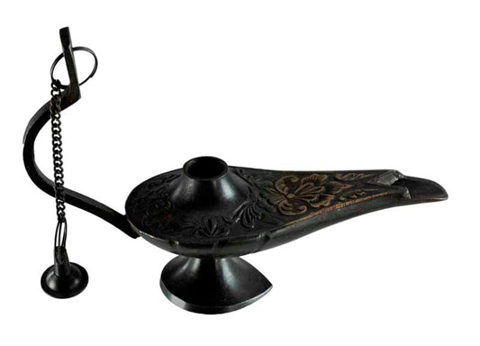 Lampe d’Aladin en Laiton 13 cm – Patine Brune – Artisanat Indien