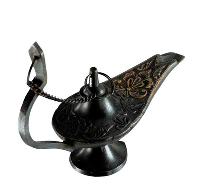 Lampe d’Aladin en Laiton 13 cm – Patine Brune – Artisanat Indien