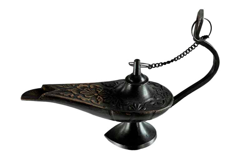 Lampe d’Aladin en Laiton 13 cm – Patine Brune – Artisanat Indien