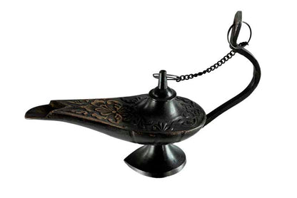 Lampe d’Aladin en Laiton 13 cm – Patine Brune – Artisanat Indien