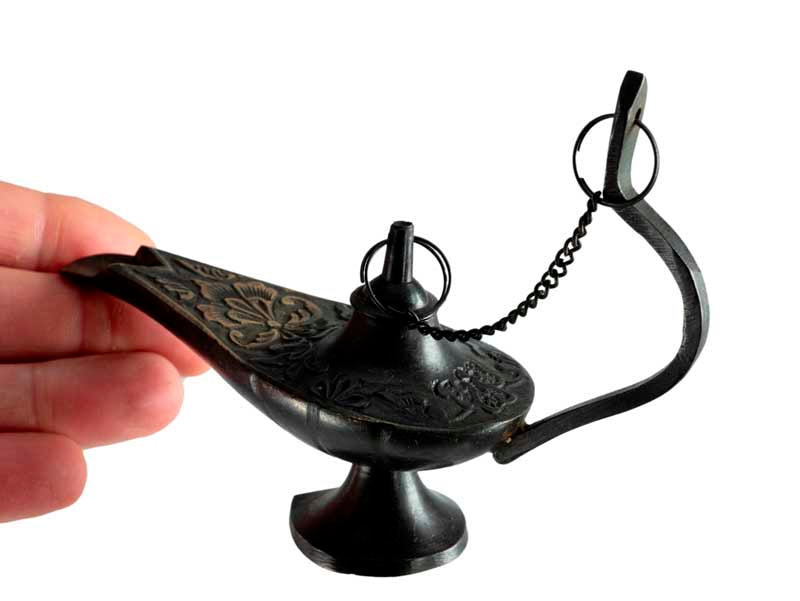Lampe d’Aladin en Laiton 13 cm – Patine Brune – Artisanat Indien