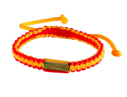 Bracelet Bouddhiste Sai Sin Orange et Rouge avec Takrut – Tradition Thaïlandaise