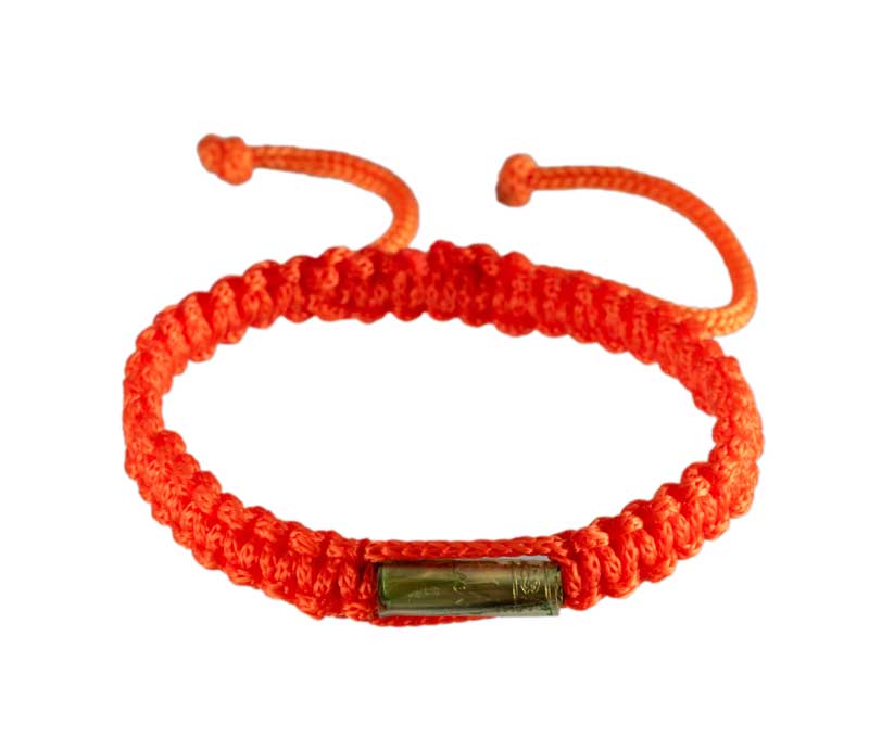 Bracelet Bouddhiste Sai Sin Orange avec Takrut – Tradition Thaïlandaise