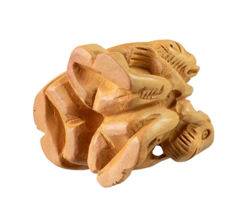Statuette 3 Singes De La Sagesse En Bois – Artisanat Indien