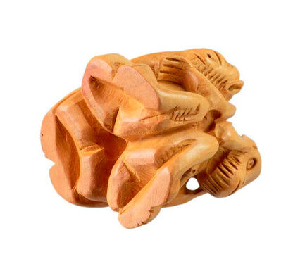 Statuette 3 Singes De La Sagesse En Bois – Artisanat Indien