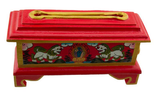 Porte-Encens Tibétain Lion des Neiges en Bois – Brûleur d'Encens Artisanal du Népal