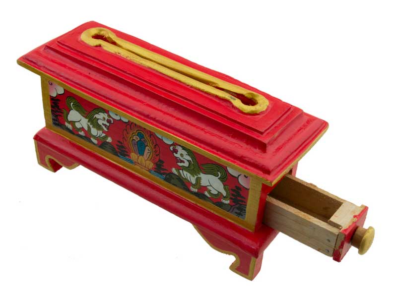 Porte-Encens Tibétain Lion des Neiges en Bois – Brûleur d'Encens Artisanal du Népal