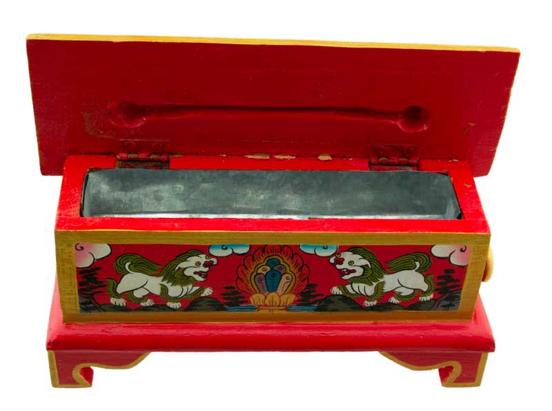 Porte-Encens Tibétain Lion des Neiges en Bois – Brûleur d'Encens Artisanal du Népal