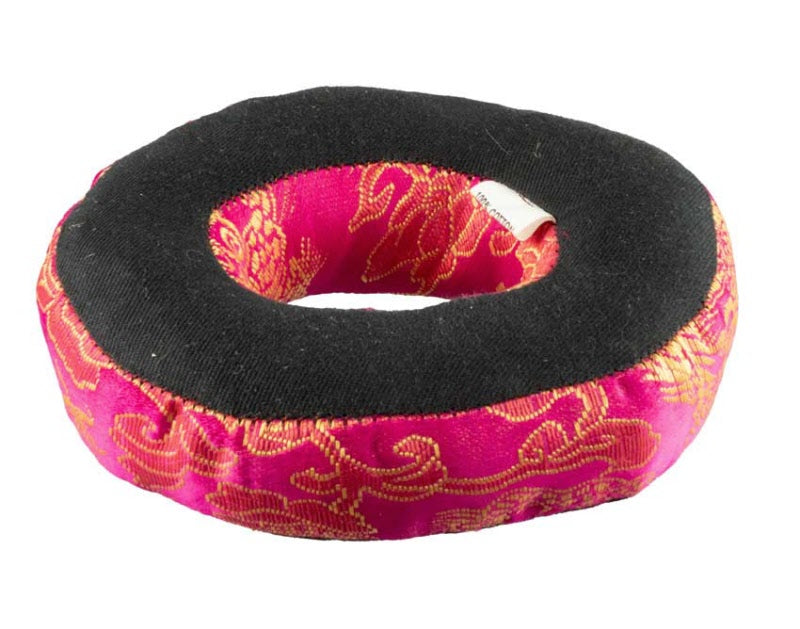 Coussin pour Bol Tibétain Ø11cm – Brocart Rose Fuchsia – Artisanat du Népal
