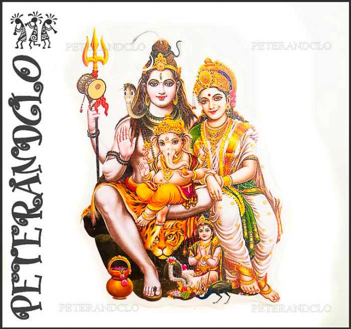 Autocollant Sticker Hindou Bollywood – Lord Shiva, Ganesh Et Parvati