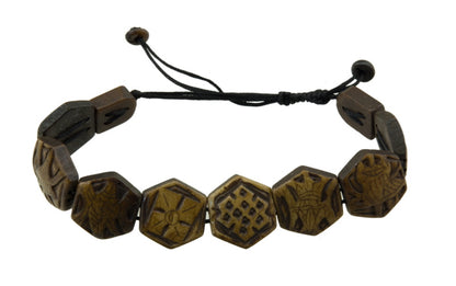Bracelet Tibétain Astamangala en Os de Yak – Symboles Auspicieux Bouddhistes