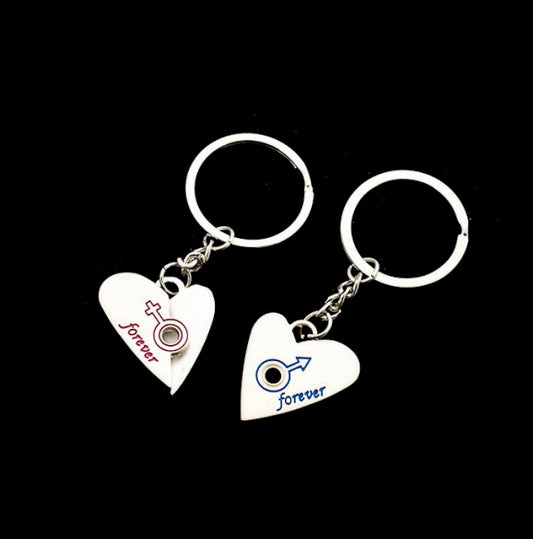Lot de 2 Porte-Clés Cœur « I Love You » – En Acier Qualité Luxe