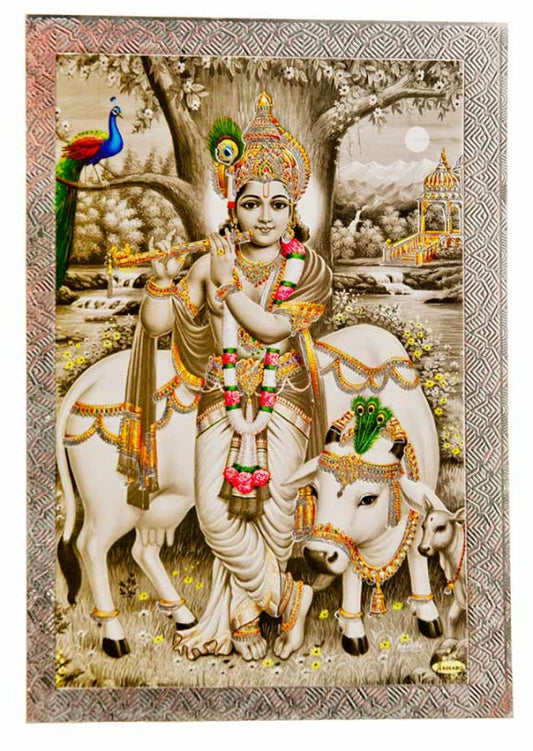 Cartes Krishna Et Vache Sacrée Gao Mata – Images Hindouistes De L’Inde