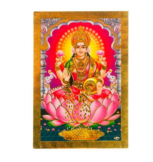 Carte Lakshmi – Divinité Hindoue Dorée sur Papier Épais
