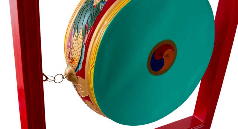 Tambour Tibétain de Cérémonie Bouddhiste avec Support – Artisanat du Népal