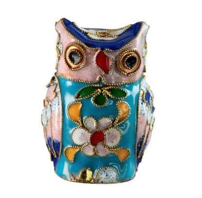 Figurine Double Face Chouette En Émail Cloisonné – Artisanat Traditionnel De Chine