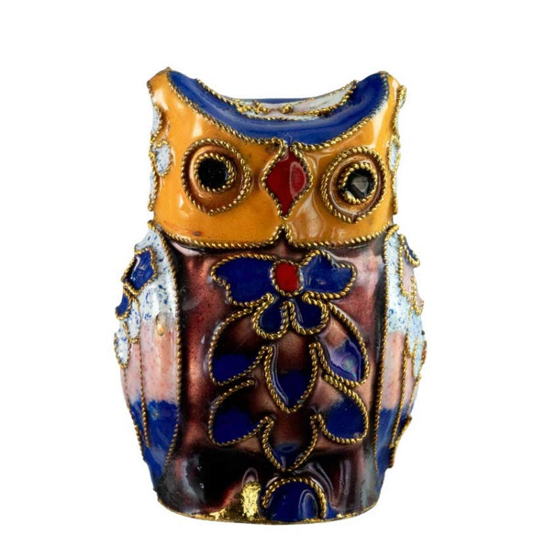 Figurine Double Face Chouette En Émail Cloisonné – Artisanat Traditionnel De Chine