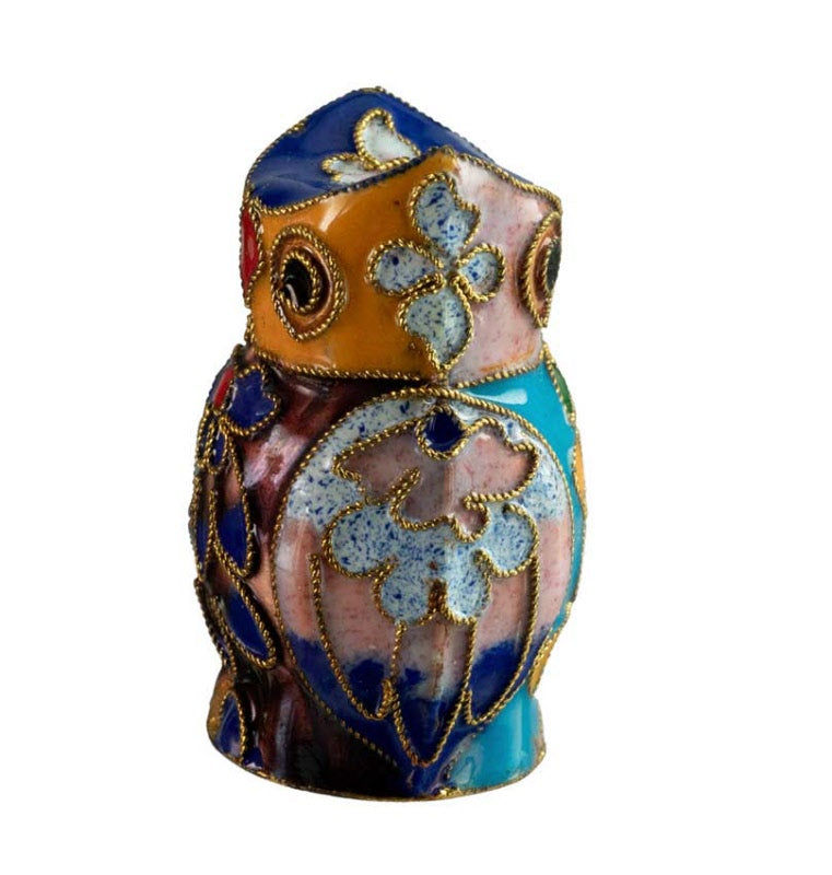 Figurine Double Face Chouette En Émail Cloisonné – Artisanat Traditionnel De Chine