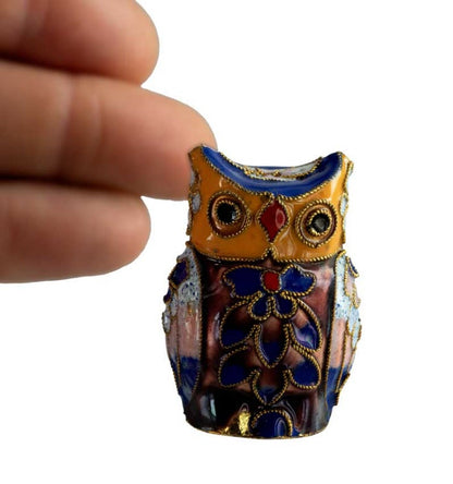 Figurine Double Face Chouette En Émail Cloisonné – Artisanat Traditionnel De Chine