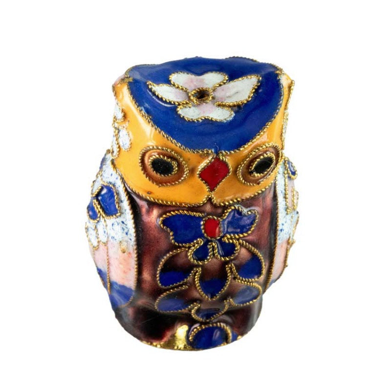 Figurine Double Face Chouette En Émail Cloisonné – Artisanat Traditionnel De Chine