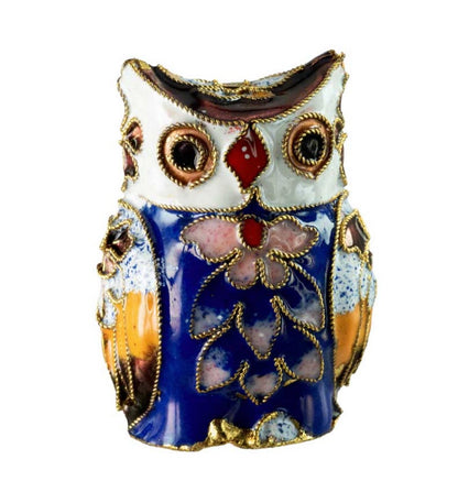 Figurine Double Face Chouette En Émail Cloisonné – Artisanat Traditionnel De Chine