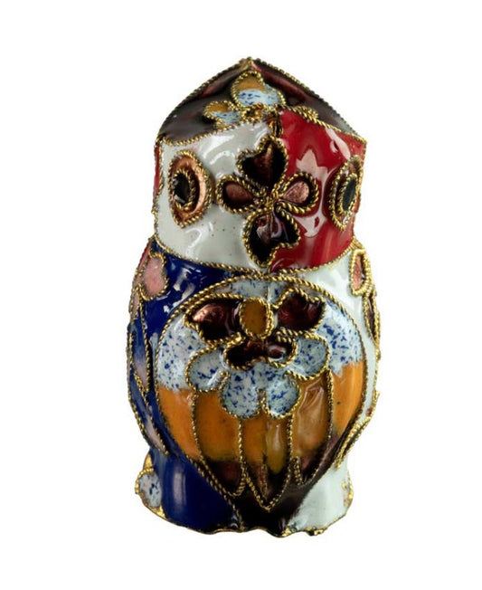 Figurine Double Face Chouette En Émail Cloisonné – Artisanat Traditionnel De Chine