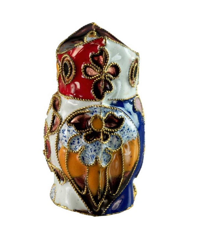 Figurine Double Face Chouette En Émail Cloisonné – Artisanat Traditionnel De Chine