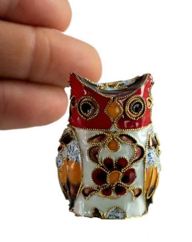 Figurine Double Face Chouette En Émail Cloisonné – Artisanat Traditionnel De Chine