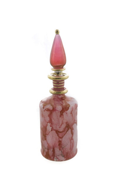 Flacon à Parfum Rouge Marbré en Verre Soufflé – Artisanat Égyptien