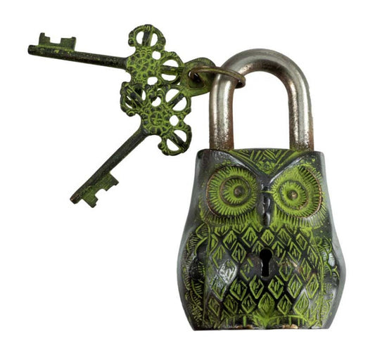 Cadenas Décoratif Chouette En Laiton Et Fer – Artisanat Du Népal